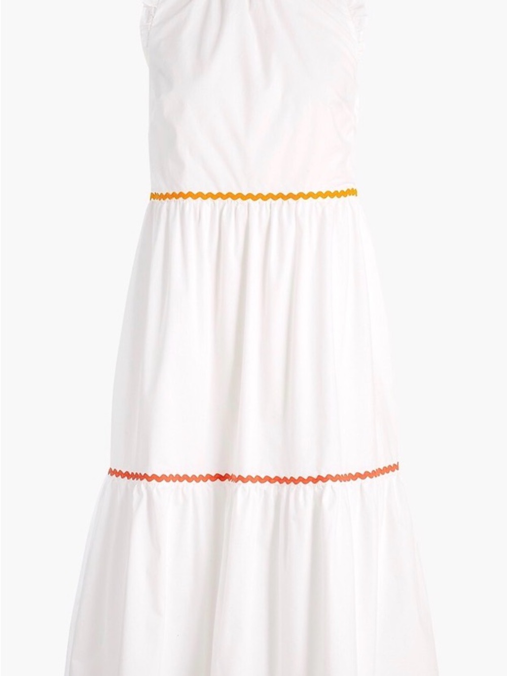 J. Crew Factory White Maxi Dress with Orange Trim